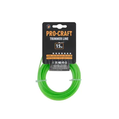 Struna žací (2mm) (15m) čtverec PROCRAFT KV-2/15 (PRCKV-2/15)