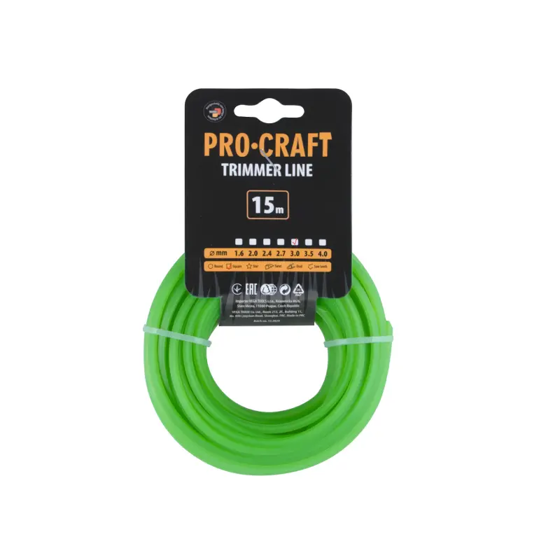 Struna žací (3mm) (15m) čtverec PROCRAFT KV-3/15 | KV-3/15