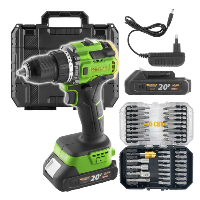 Aku vrtací šroubovák Procraft PA18LiH se sadou bitů BS-37 | SPA18LiH-1B-C/BS-37