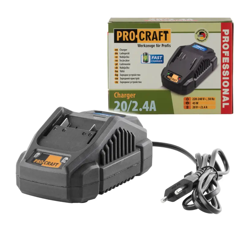 Nabíječka pro 20V Li-ion baterie Procraft 20/2.4А Fast Charge | 20/2.4A