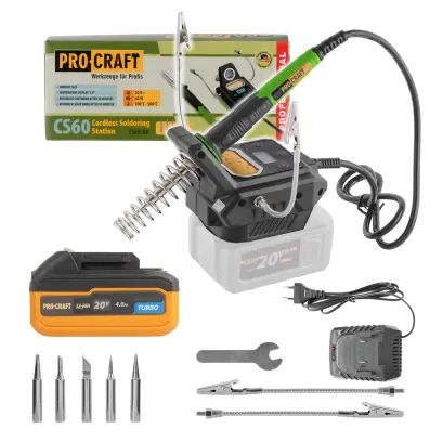 Sada aku pájecí stanice Procraft SCS60 + baterie 20/4 Turbo a nabíječka 20/1 (PRCSCS60)
