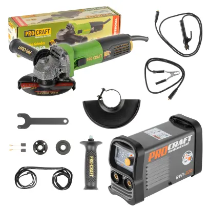 Sada svářecí invertor Procraft RWI-220 s úhlovou bruskou PW1050 (PRCSRWI-220/PW1050)