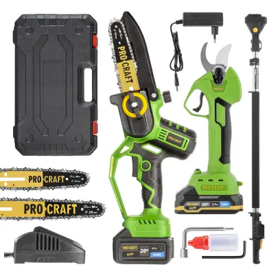 Sada aku ruční pilka Procraft PKA32Li a nůžky na větve ES25Li + nástavec EP2.0R (PRCSPKA32Li/ES25Li/EP2.0)