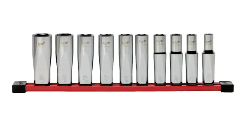 Sada prodloužených nástrčných hlavic Milwaukee 1/2″, SAE socket, 10 ks, 4932501807