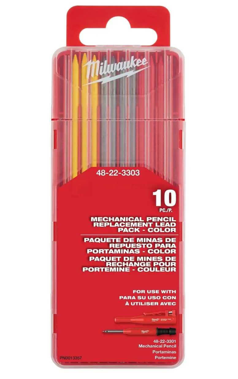 Barevné tuhy Milwaukee do mechanické stavební tužky, 10 ks, tvrdost 2B, průměr 2,8 mm, 4932501902