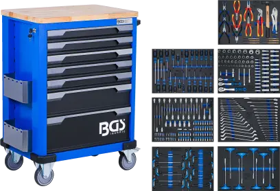 Dílenský vozík BGS 6067 - 7 zásuvek - 286 nástrojů  (BGS106067)