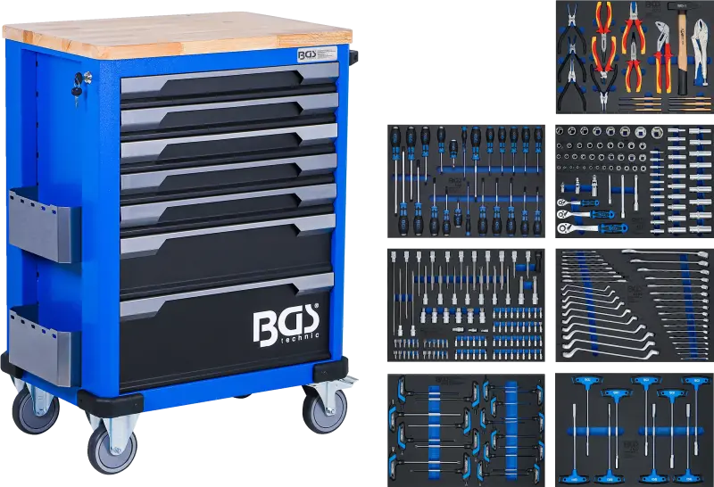 Dílenský vozík BGS 6067 - 7 zásuvek - 286 nástrojů  (BGS106067)