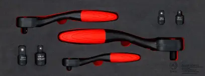 Kraftmann 72122 Přepínací ráčny a adaptéry 1/4" - 3/8" - 1/2", jemné ozubení - 7 dílů