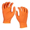 Pracovní rukavice jednorázové Milwaukee, oranžové, chemicky odolné, velikost 10 (XL), 25 párů (univerzální: 50 ks), 4932501907