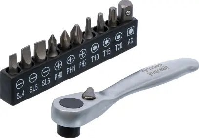 Bitová ráčna 1/4" včetně šroubovacích bitů Kraftmann 90110 - 11 dílů (BGS1090110)