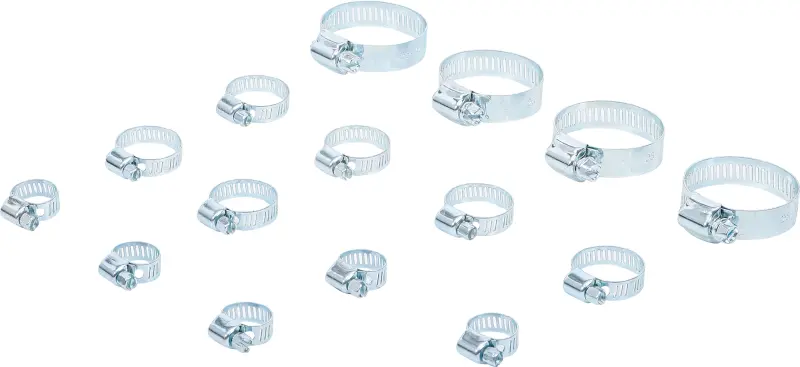 Hadicové spony pr. 10 ÷ 45 mm Kraftmann 88185 - 15 dílů (BGS1088185)