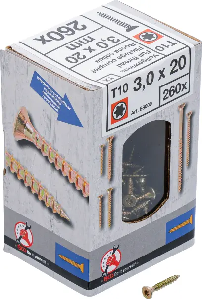 Víceúčelové šrouby T-profil T10 3,0 x 20 mm 260 ks Kraftmann 88000 (BGS1088000)