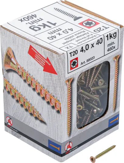 Víceúčelové šrouby T-profil T20 4,0 x 40 mm 1 kg / 460 ks Kraftmann 88023 (BGS1088023)
