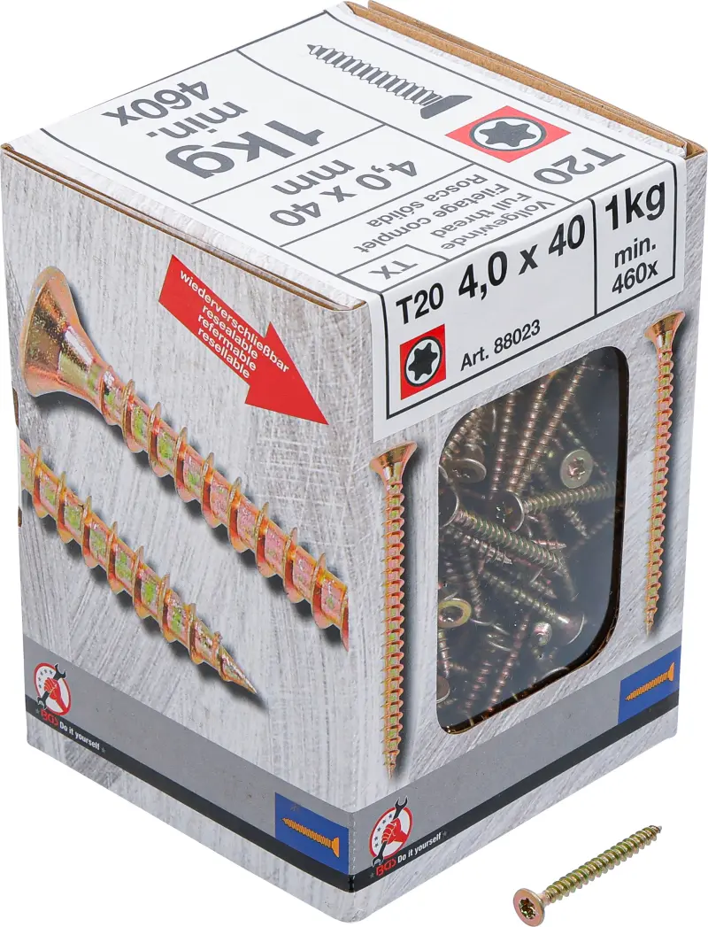 Víceúčelové šrouby T-profil T20 4,0 x 40 mm 1 kg / 460 ks Kraftmann 88023 (BGS1088023)