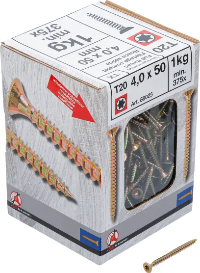 Víceúčelové šrouby T-profil T20 4,0 x 50 mm 1 kg / 375 ks Kraftmann 88025 (BGS1088025)