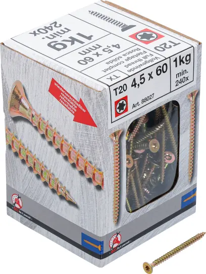 Víceúčelové šrouby T-profil T20 4,0 x 60 mm 1 kg / 240 ks Kraftmann 88027 (BGS1088027)
