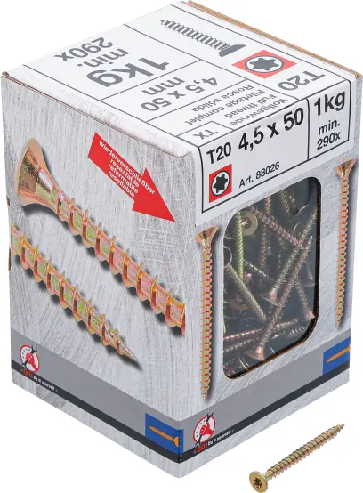 Víceúčelové šrouby T-profil T20 4,5 x 50 mm 1 kg / 290 ks Kraftmann 88026 (BGS1088026)