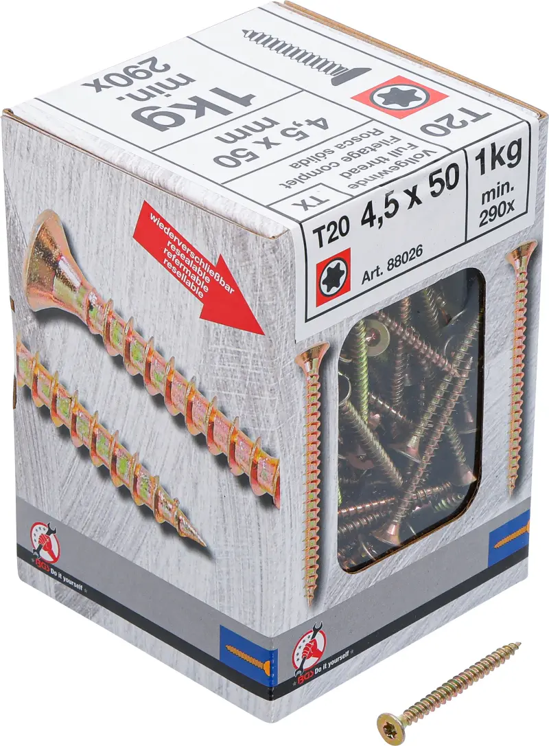 Víceúčelové šrouby T-profil T20 4,5 x 50 mm 1 kg / 290 ks Kraftmann 88026 (BGS1088026)
