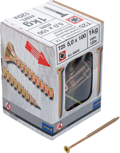 Víceúčelové šrouby T-profil T25 5,0 x 100 mm 1 kg / 120 ks Kraftmann 88030 (BGS1088030)
