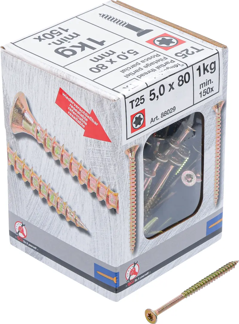 Víceúčelové šrouby T-profil T25 5,0 x 80 mm 1 kg / 150 ks Kraftmann 88029 (BGS1088029)