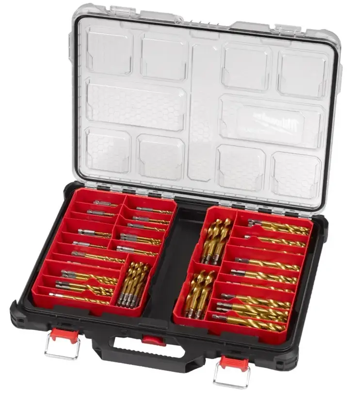 Sada vrtáků do kovu Milwaukee RED HEX SHOCKWAVE HSS-G TIN, PACKOUT, 220 ks, 4932502132
