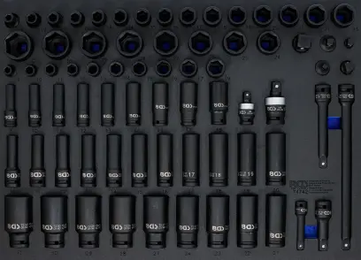 Vložka do dílenského vozíku 3/3: sada silových nástrčných šestihranných hlavic, šestihranné | 10 mm (3/8), 12,5 mm (1/2") | 8 - 32mm | 73dílná