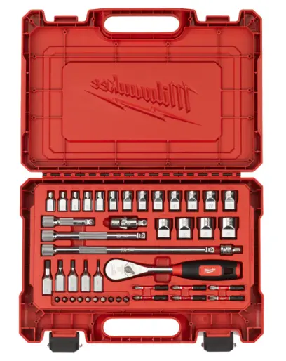Sada ráčny 3/8" Milwaukee s komfortní rukojetí a nástrčnými hlavicemi, 42Ks, 4932498333 (MI4932498333)