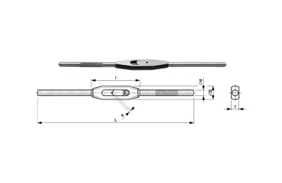 Ruční vratidlo na závitníky Bučovice Tools č. 1, stavitelné 2,5 ÷ 7,1 mm (ČSN 24 1126) (BU401 045)