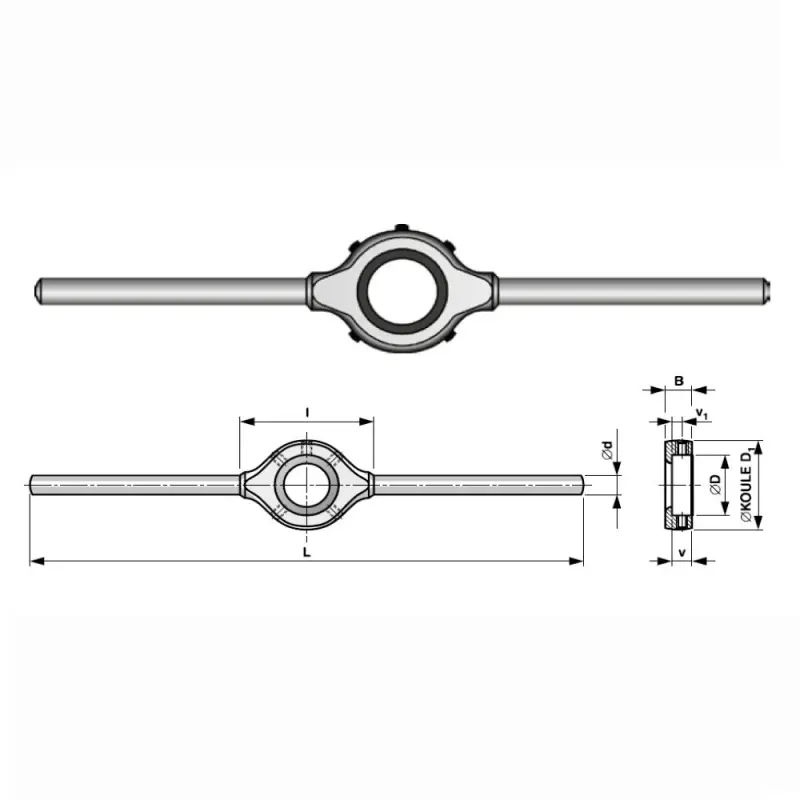 Ruční vratidlo na závitové kruhové čelisti 65 mm, M27 - M36 (ČSN 24 1520) (BU403 065)