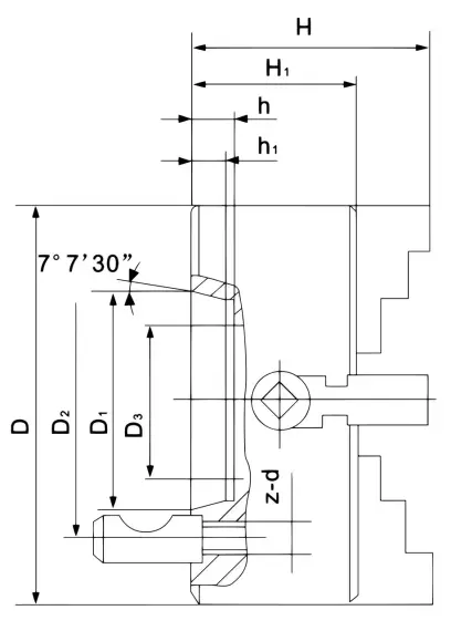 4čelisťové nesoustředné sklíčidlo Bernardo K72-320/D8, DIN 55029 (BER215066)
