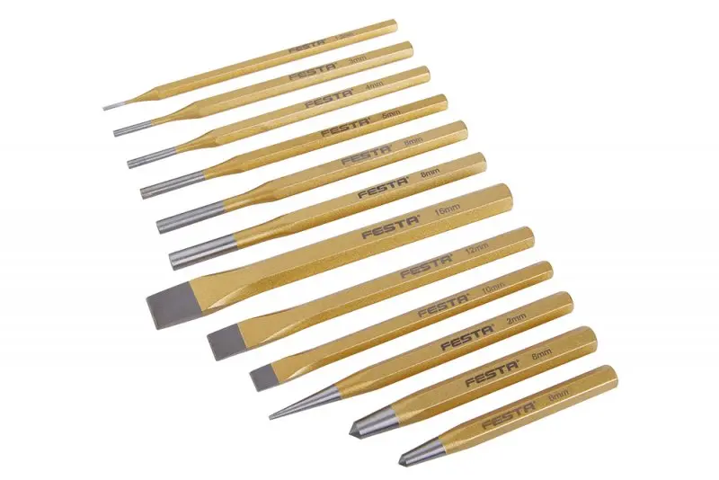 Sada sekáčů,důlčíků,průbojníků CrV 12ks (L19487)