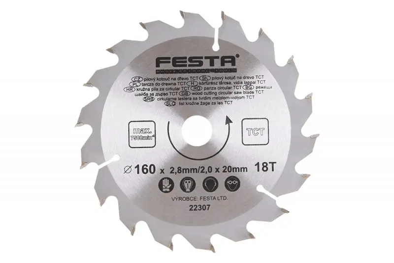 Pilový kot.do dřeva TCT 160mm/2.8/20/18 (L22307)