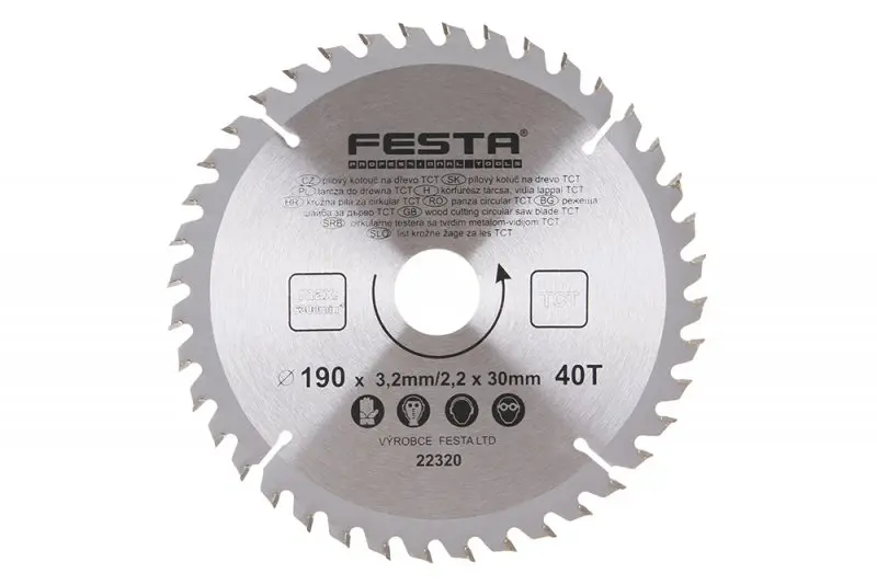 Pilový kot.do dřeva TCT 190mm/3.2/30/40 (L22320)