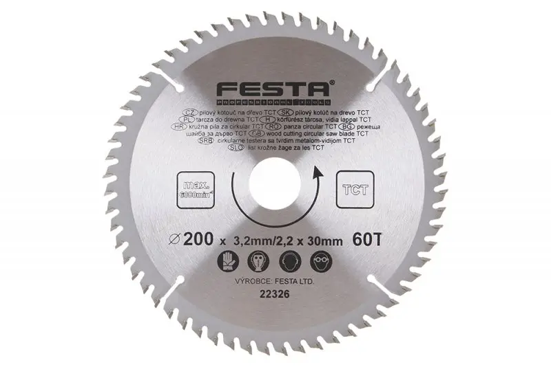Pilový kot.do dřeva TCT 200mm/3.2/30/60 (L22326)