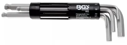 Zástrčné klíče inbus 2 ÷ 10 mm, s koulí. (Sada 8 dílů v pořadači). BGS 802  (BGS100802)