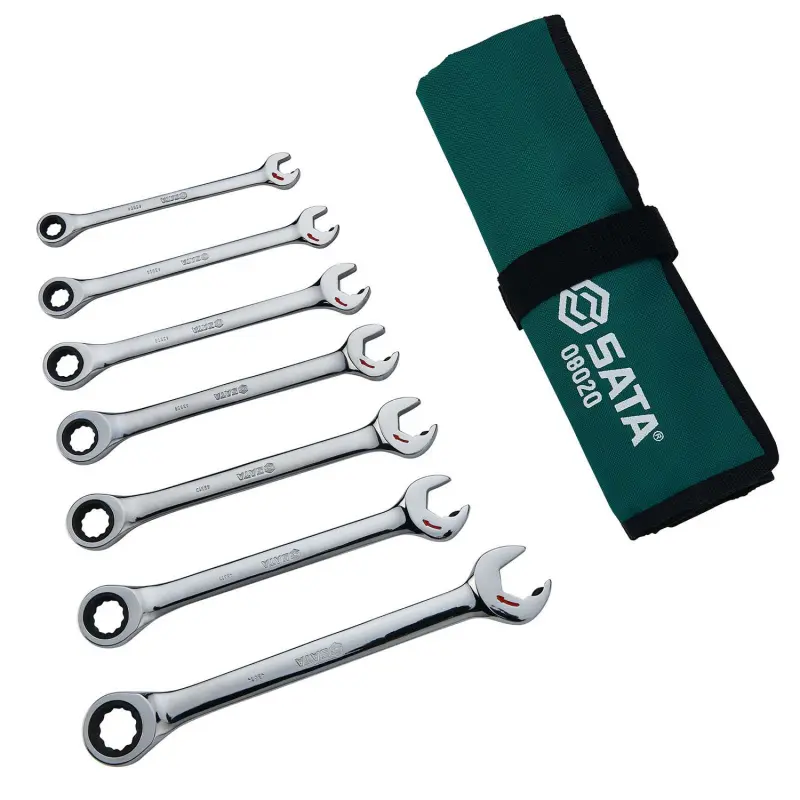 7 ks. Sada dvojitých ráčnových klíčů SAE - 5/16, 3 (SATAST08020)