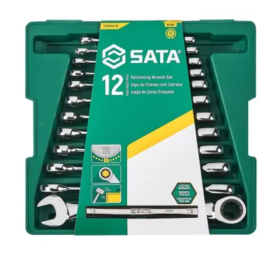 Očkoploché ráčnové klíče 8 ÷ 19 mm v kazetě SATA Tools ST09040-02 - 12 ks (SATAST09040-02)