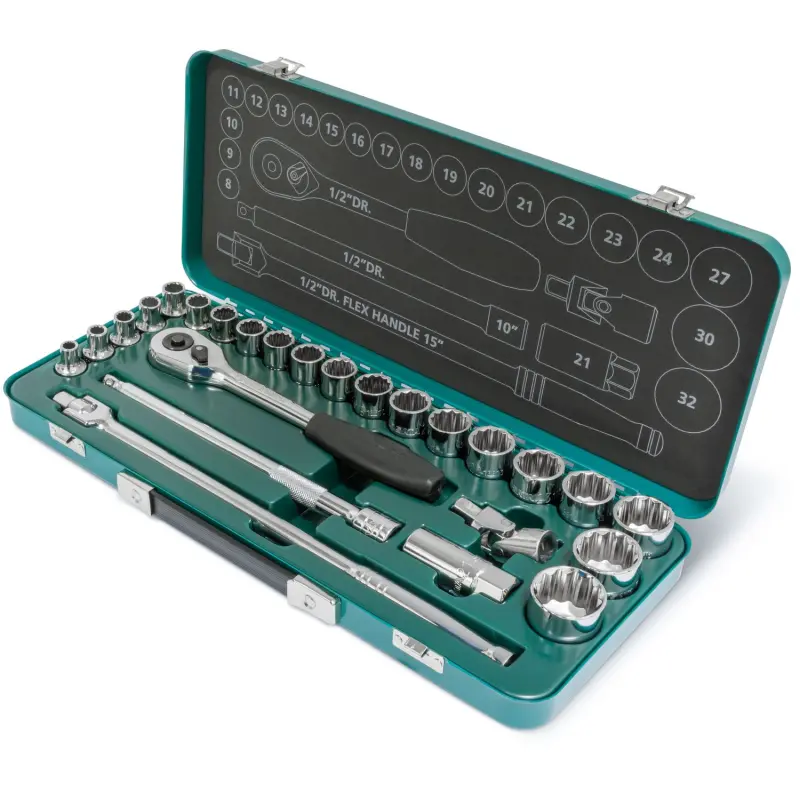 Gola sada 1/2" 8 ÷ 32 mm, 12hranná SATA Tools -  25 dílů (SATAST09092ME-12)