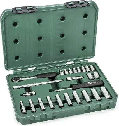 25 ks. Sada nástrčných hlavic 1/4" s 6 hroty SAE (SATAST09098SJ)