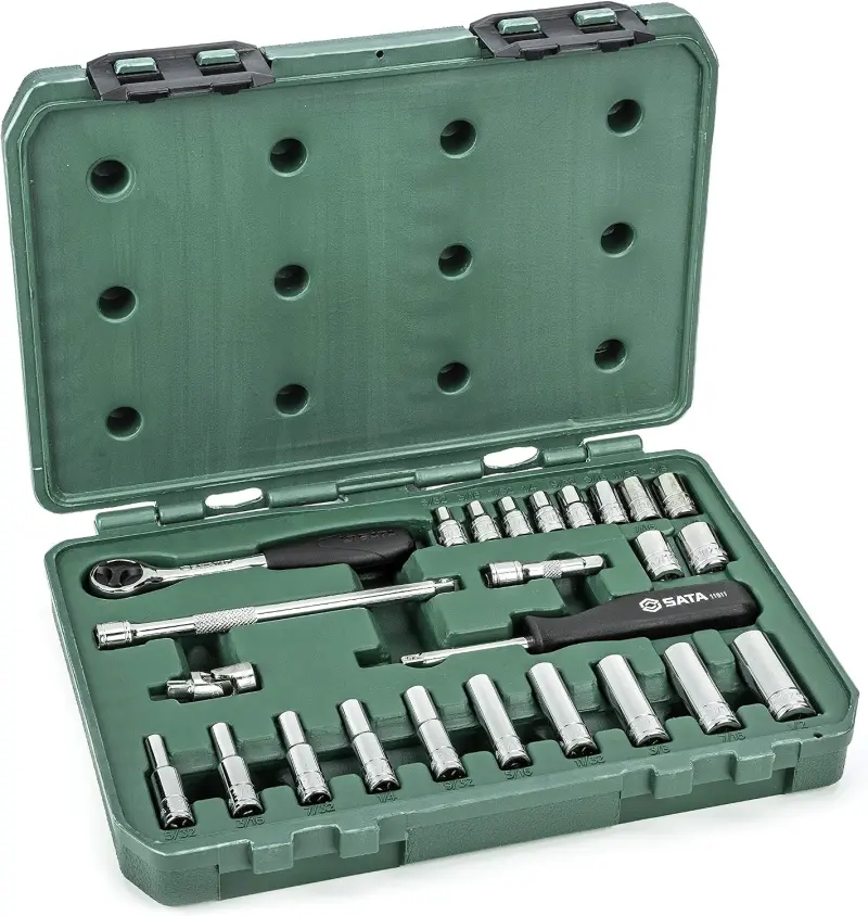25 ks. Sada nástrčných hlavic 1/4" s 6 hroty SAE (SATAST09098SJ)