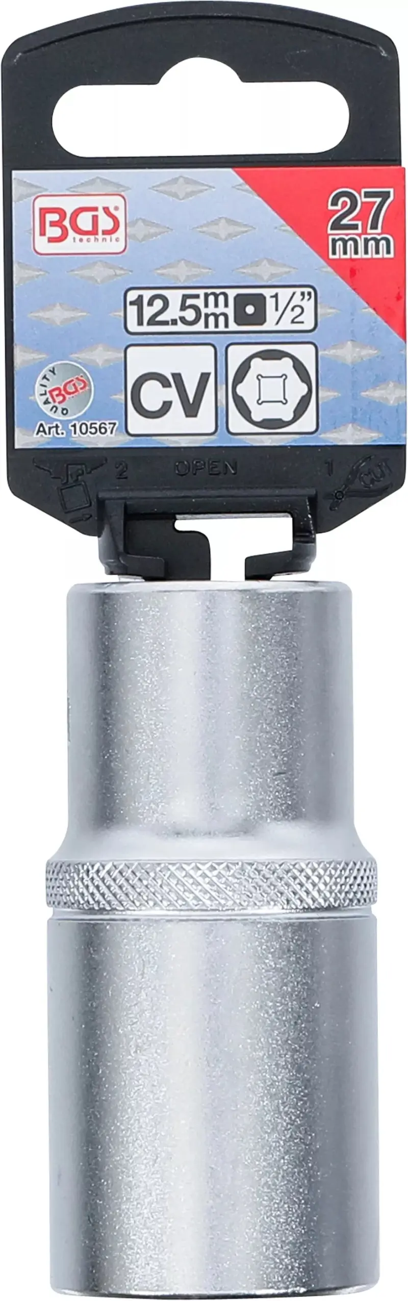 Nástrčná hlavice 1/2“ 27 mm, 6 hranná, prodloužená, Pro Torque. BGS 1056 (BGS1010567)