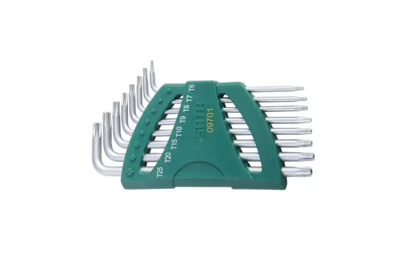 Zástrčné klíče Torx s vrtáním SATA ST097101J, chromované (Sada 8 ks) (SATAST09701)