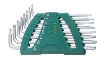 Zástrčné klíče Torx s vrtáním SATA ST097101J, chromované (Sada 8 ks) (SATAST09701)