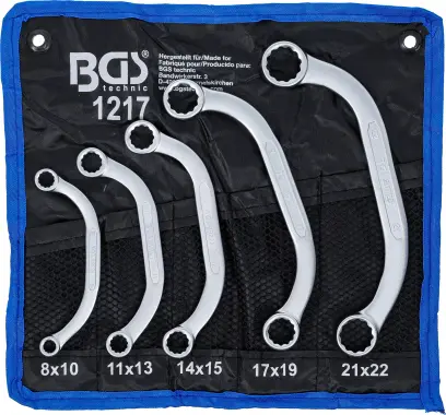 Oboustranné očkové klíče 8 ÷ 22 mm BGS101217, C-forma, dvanáctihran. Sada 5 dílů (BGS101217)
