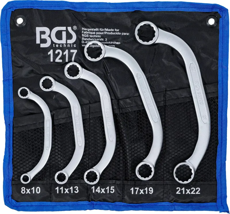 Oboustranné očkové klíče 8 ÷ 22 mm BGS101217, C-forma, dvanáctihran. Sada 5 dílů (BGS101217)