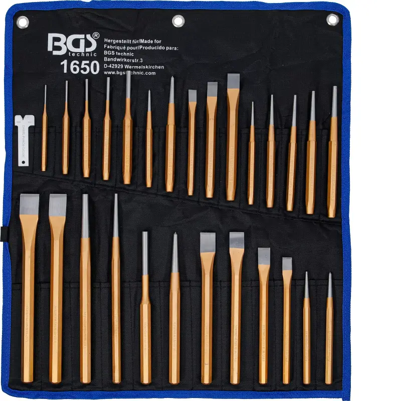 Sekáče, vyrážeče, důlčíky BGS1650. Sada 28 dílů (BGS101650)