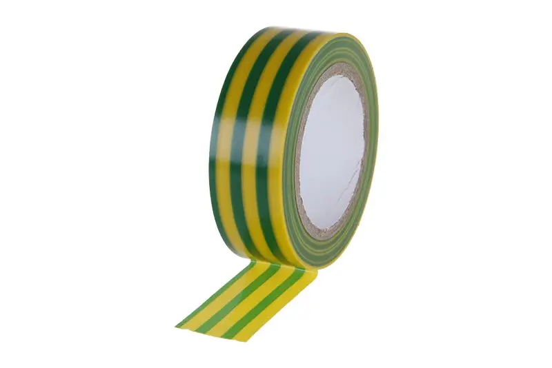 PVC páska žlutá s zel.pruhy 19x0.13x10m, Levior 38925 (L38925)