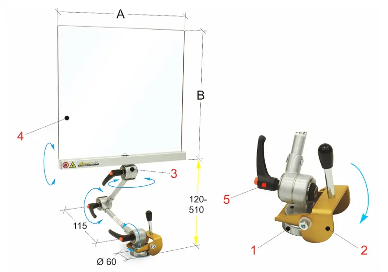 Nastavitelný ochranný štít s montážním magnetem PBM 30/440  (BER571243)