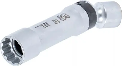 Kloubová nástrčná hlavice 3/8" 12hranná 16 mm BGS102391 na zapalovací svíčky, s přídržnou pružinou (BGS102391)