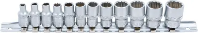 BGS 2755 Nástrčné 12hranné hlavice 1/4" palcové 5/32 ÷ 9/16". Sada 12 ks na kolejnici (BGS102755)
